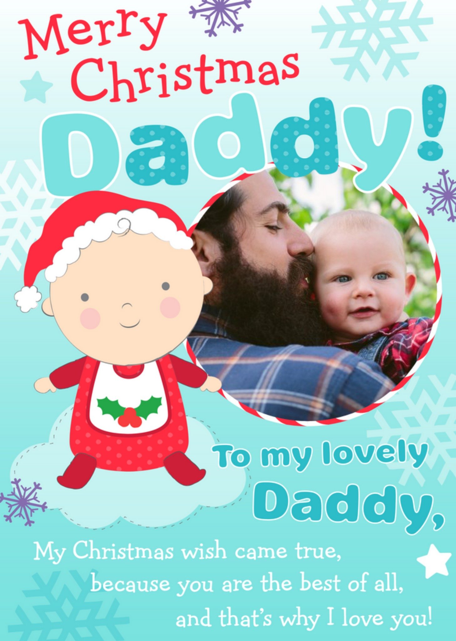 Moonpig Merry Christmas To My Lovely Daddy Photo Card Ecard
