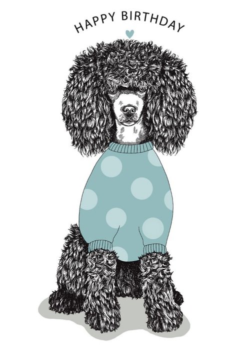 Modern Cute Illustration Poodle In Jumper Birthday Card