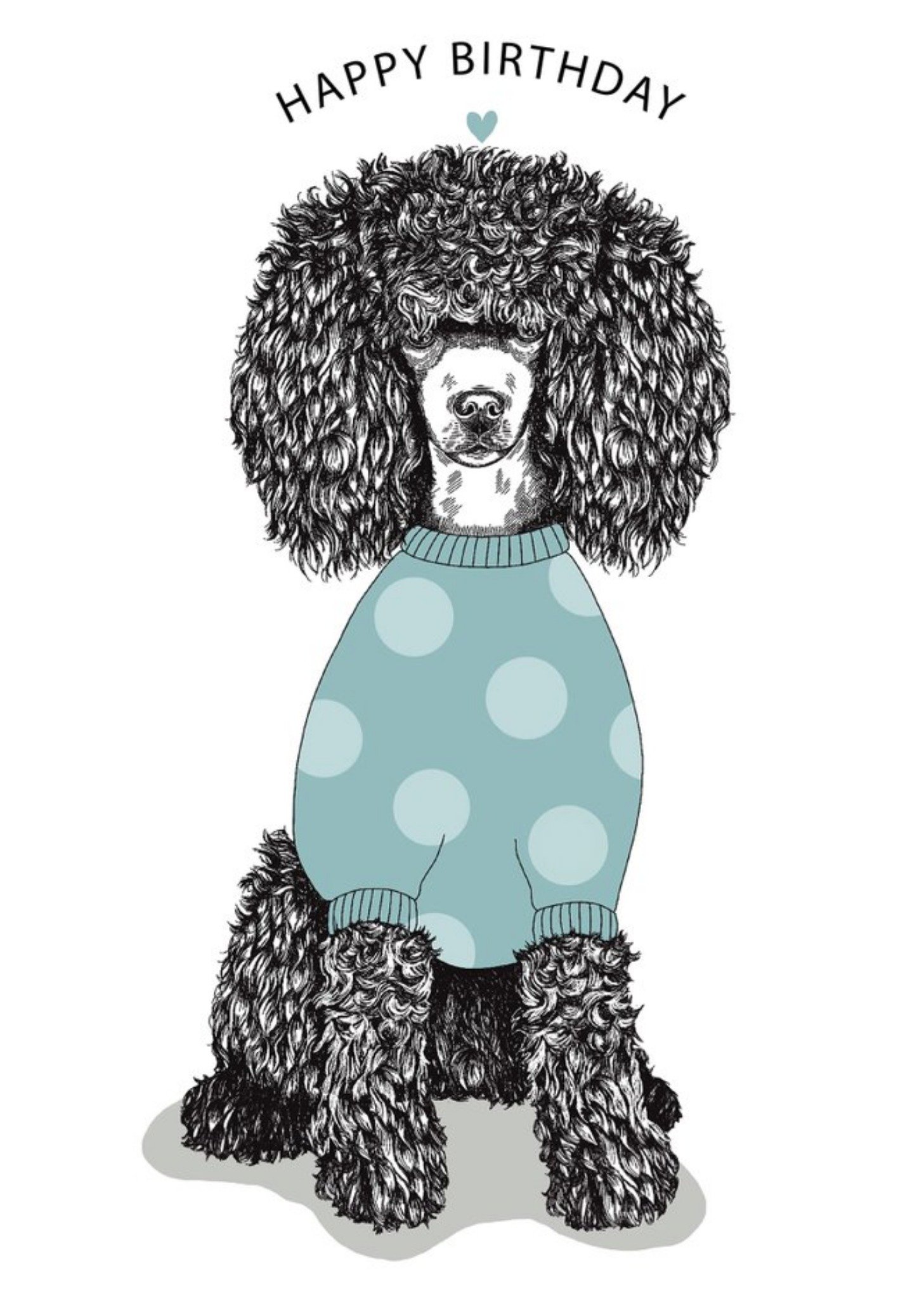 Moonpig Modern Cute Illustration Poodle In Jumper Birthday Card, Large