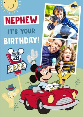 Disney Mickey Mouse And Pluto Photo Upload Nephew It's Your Birthday Card