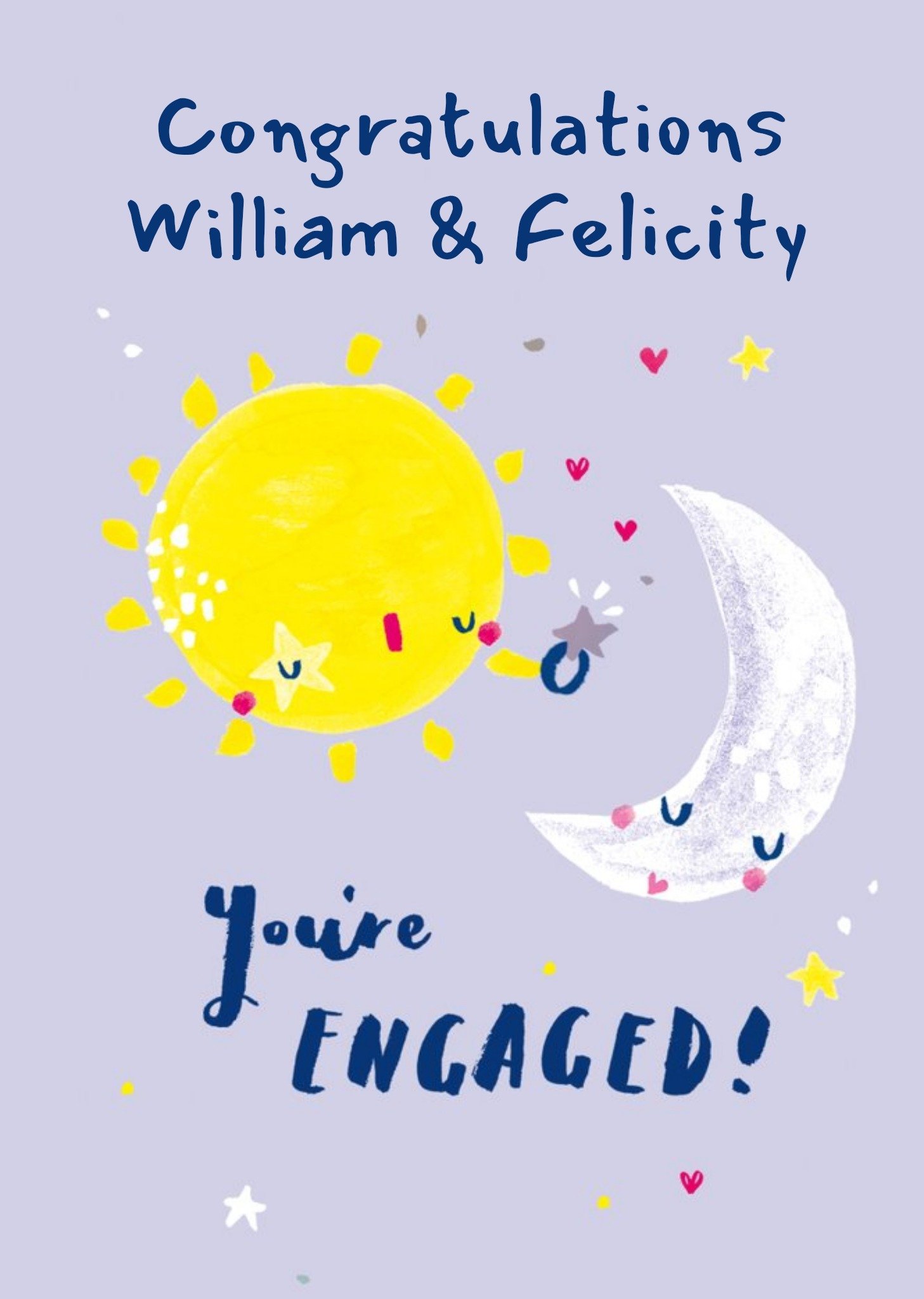 Moonpig Hotchpotch Illustrated Sun And Moon Customisable Engagement Card, Large