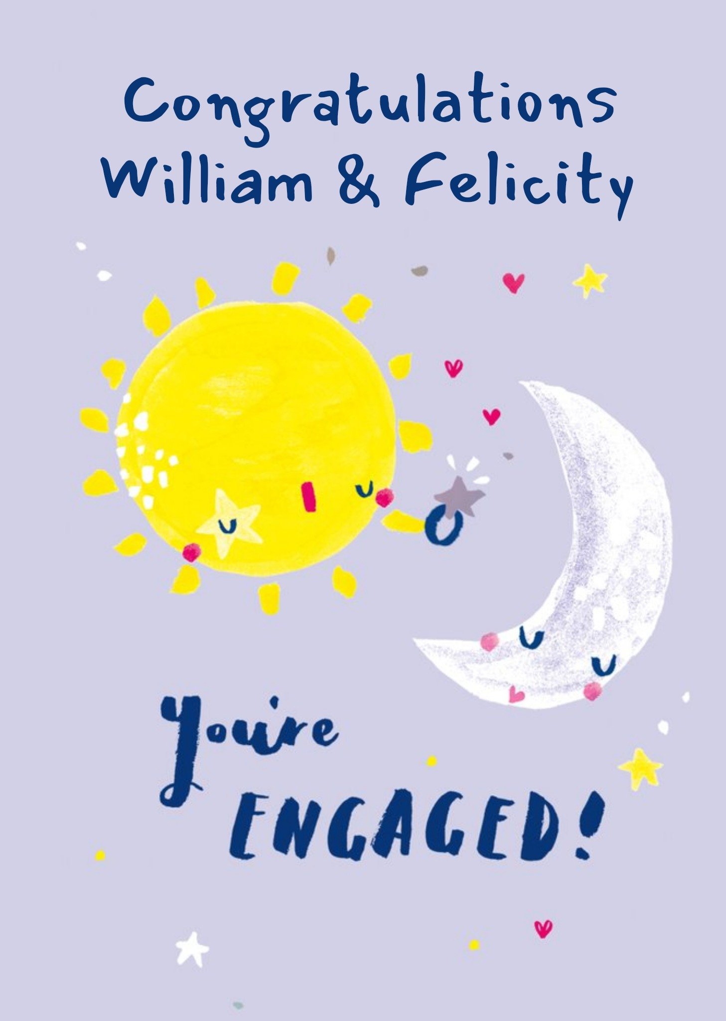 Hotchpotch Illustrated Sun And Moon Customisable Engagement Card Ecard