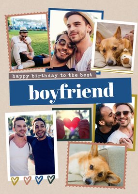 Modern Photo Upload Collage Happy Birthday To The Best Boyfriend Card