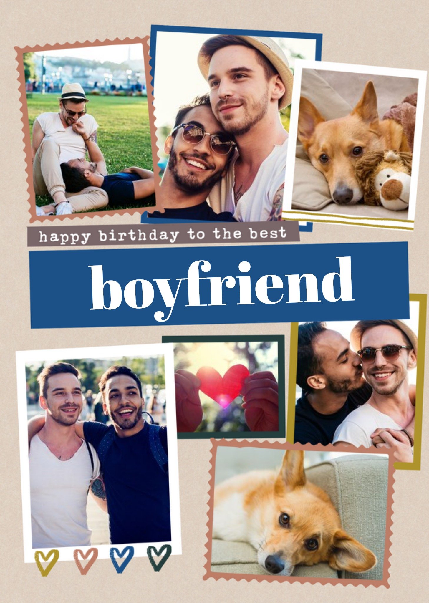 Moonpig Modern Photo Upload Collage Happy Birthday To The Best Boyfriend Card, Large