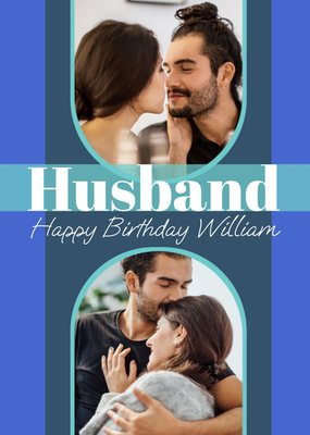 Bold Husband Happy Birthday Photo Upload Birthday Card