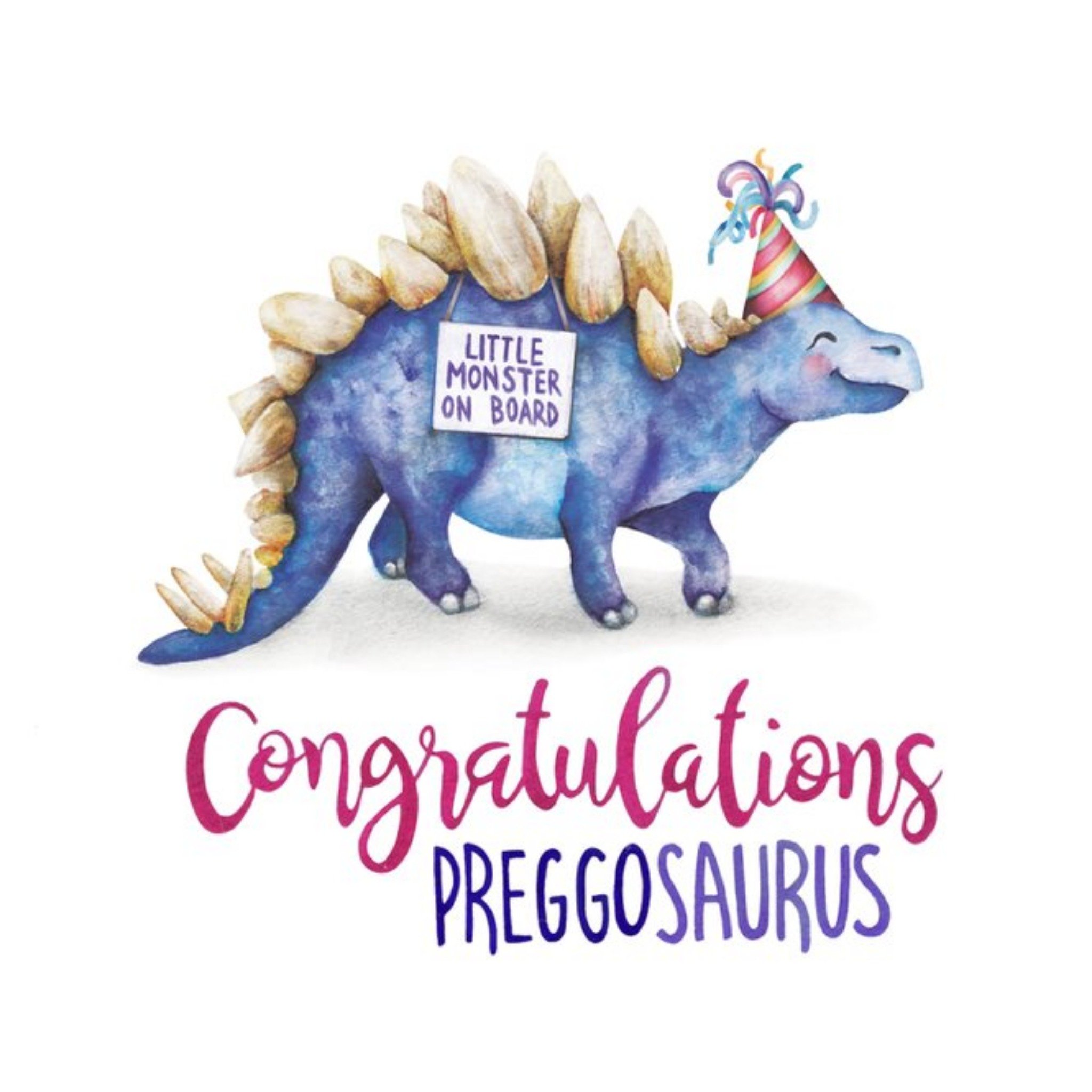 Dinosaur Cogratulations Preggosaurs Pun Card, Square