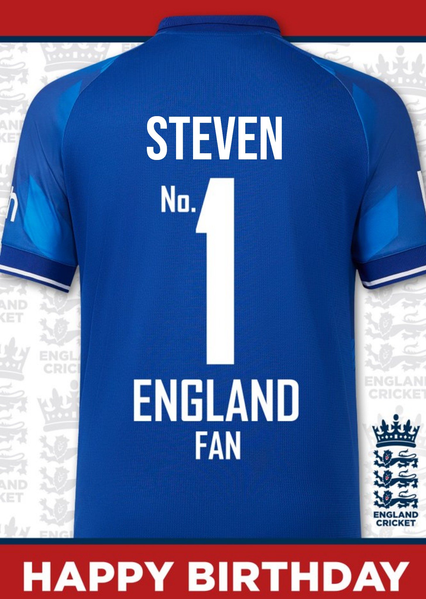 No.1 Fan England Cricket Birthday Card Ecard