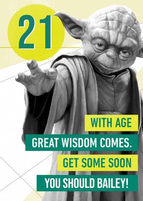 Star Wars Yoda Funny 21st birthday card
