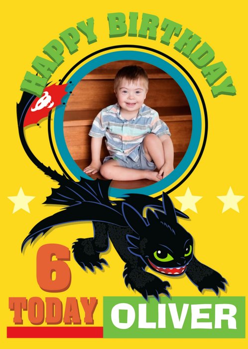 How To Train Your Dragon Toothless 6th Birthday Photo Upload Card