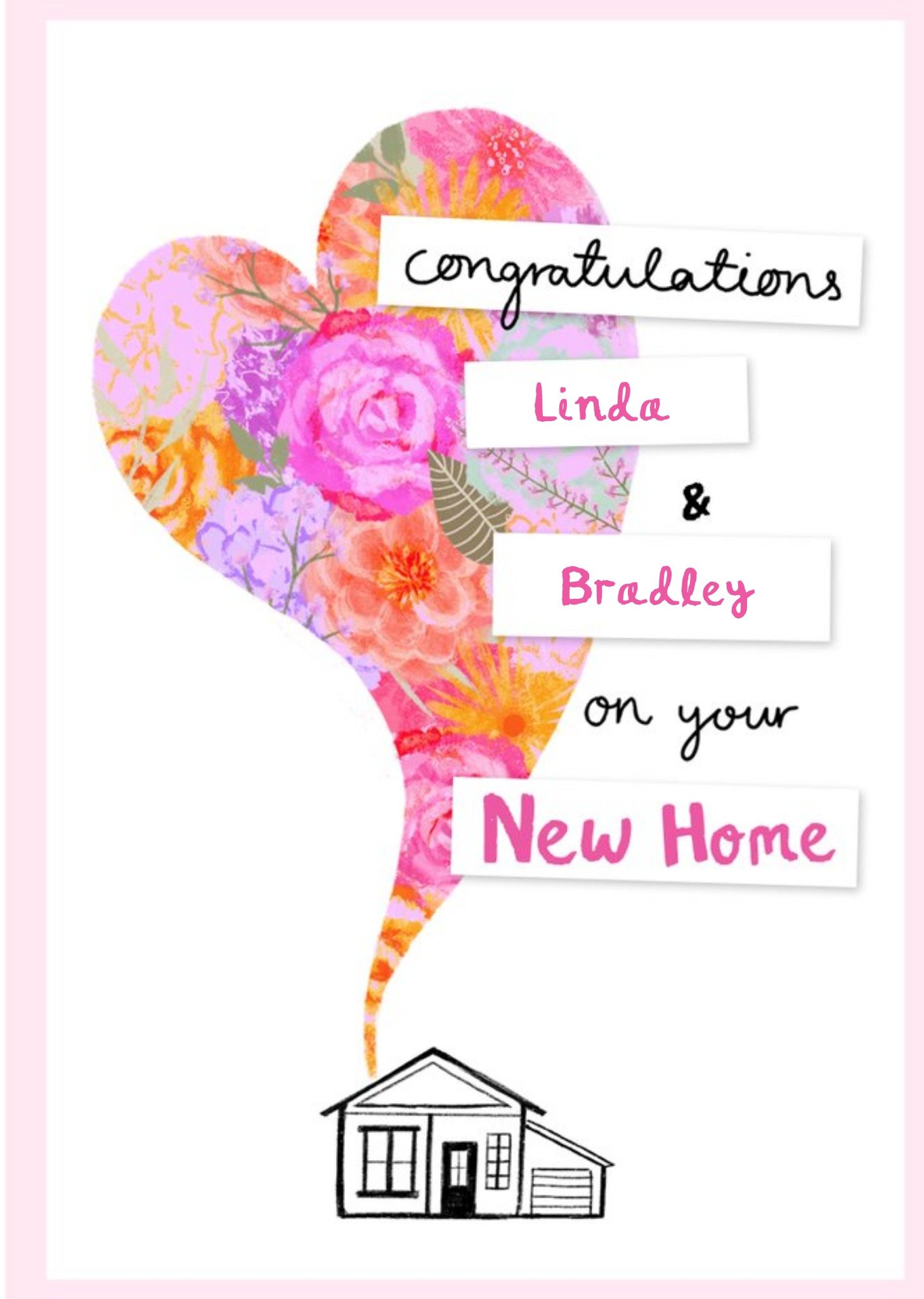 Illustration Of A House With Chimney Smoke In The Shape Of A Heart New Home Card Ecard