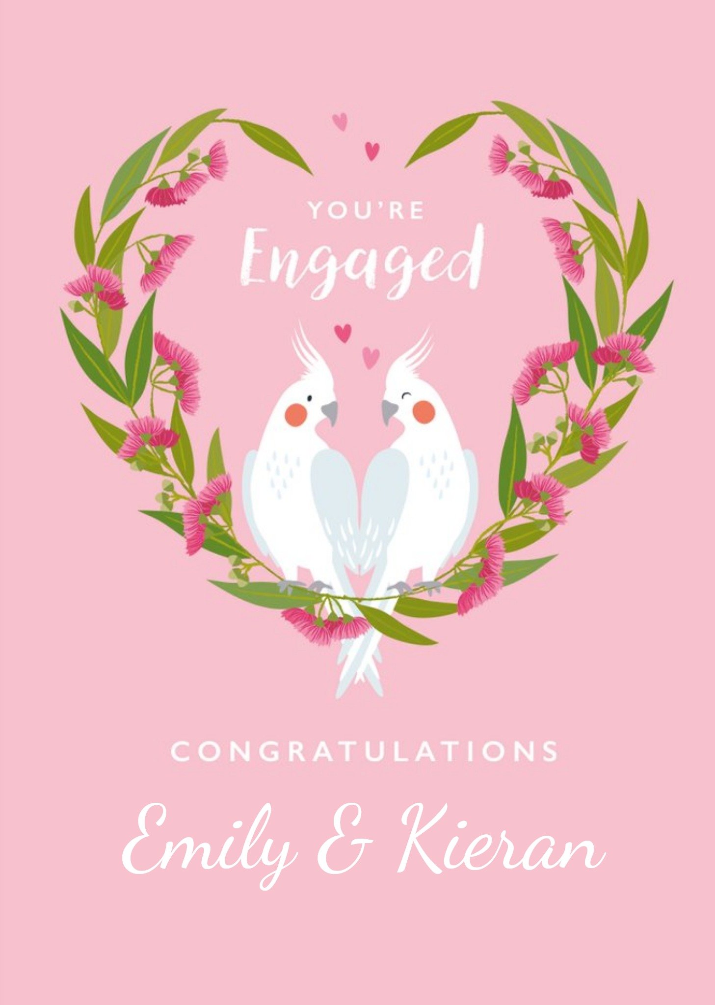 Love Hearts Klara Hawkins Illustrated Engagement Cute Congratulations Card, Large