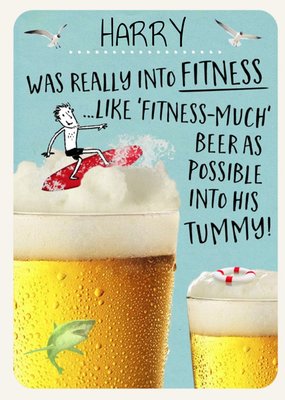 Funny Birthday card for him - fitness and beer