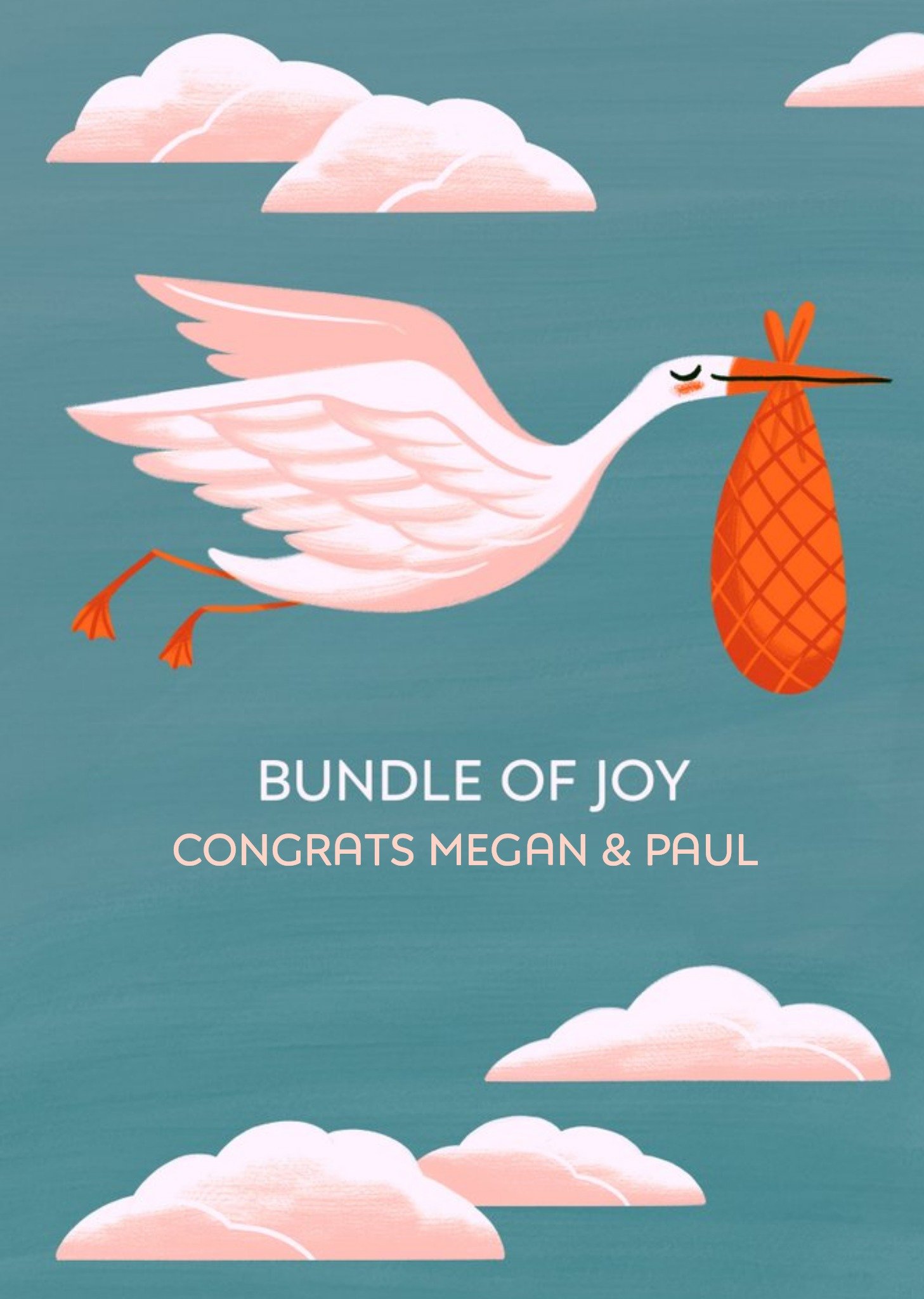 Moonpig Conor Merriman Illustrated Stork Parents Mum To Be Cute Card Ecard