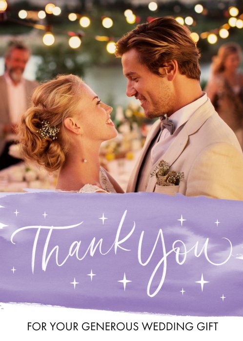 Handwritten Thank You For Your Wedding Gift Photo Upload Card