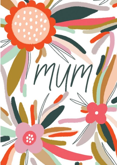 Mum Flower Hand Lettering Typographic Card