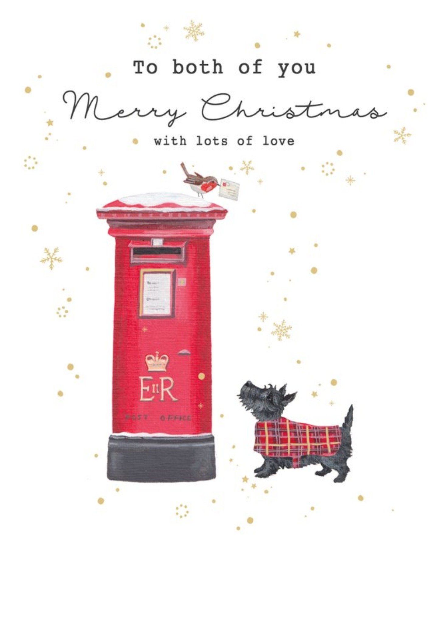 Moonpig Traditional Postbox And Dog Christmas Card, Large