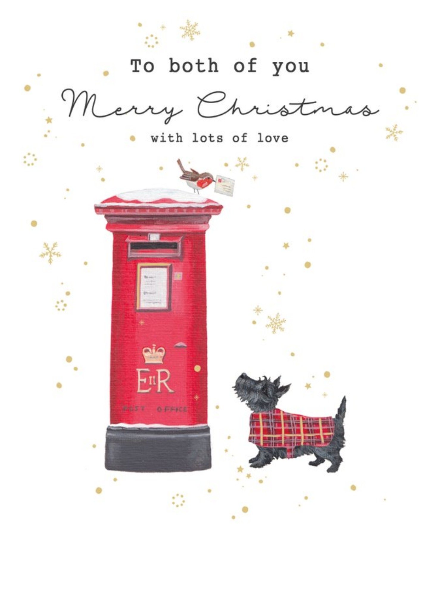 Traditional Postbox And Dog Christmas Card