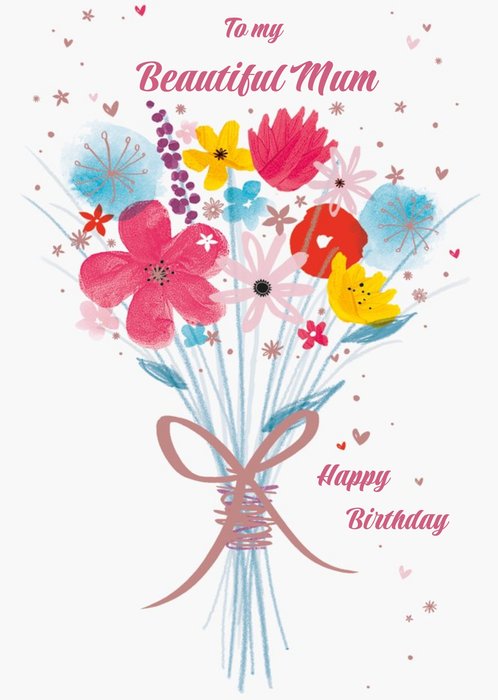 Watercolour Flower Bouquet Personalised Birthday Card