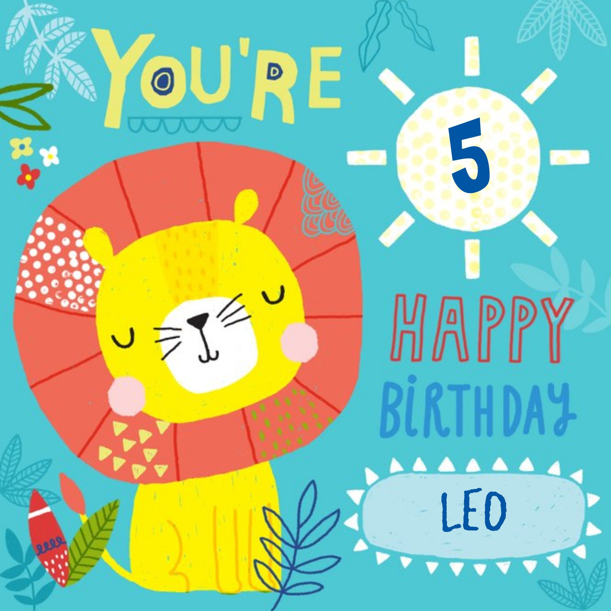 Moonpig Baby Lion Happy Birthday Kids Card, Square