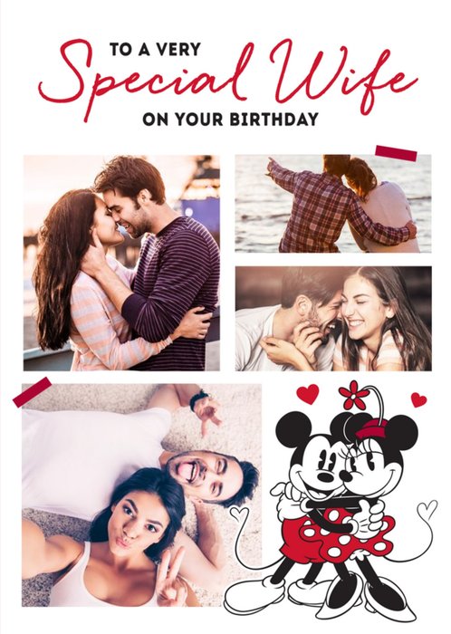 Disney Mickey And Minnie Special Wife Photo Upload Birthday Card
