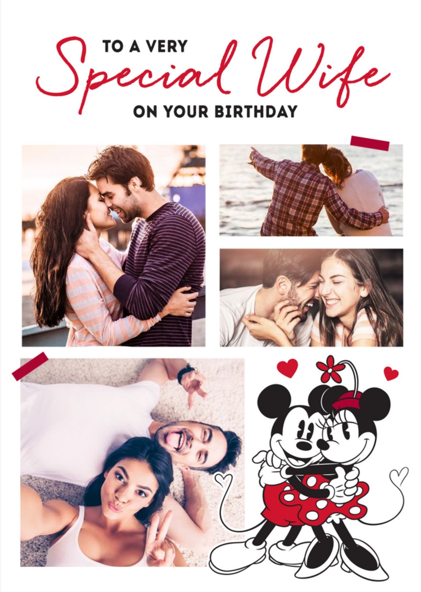 Mickey Mouse Disney Mickey And Minnie Special Wife Photo Upload Birthday Card, Large