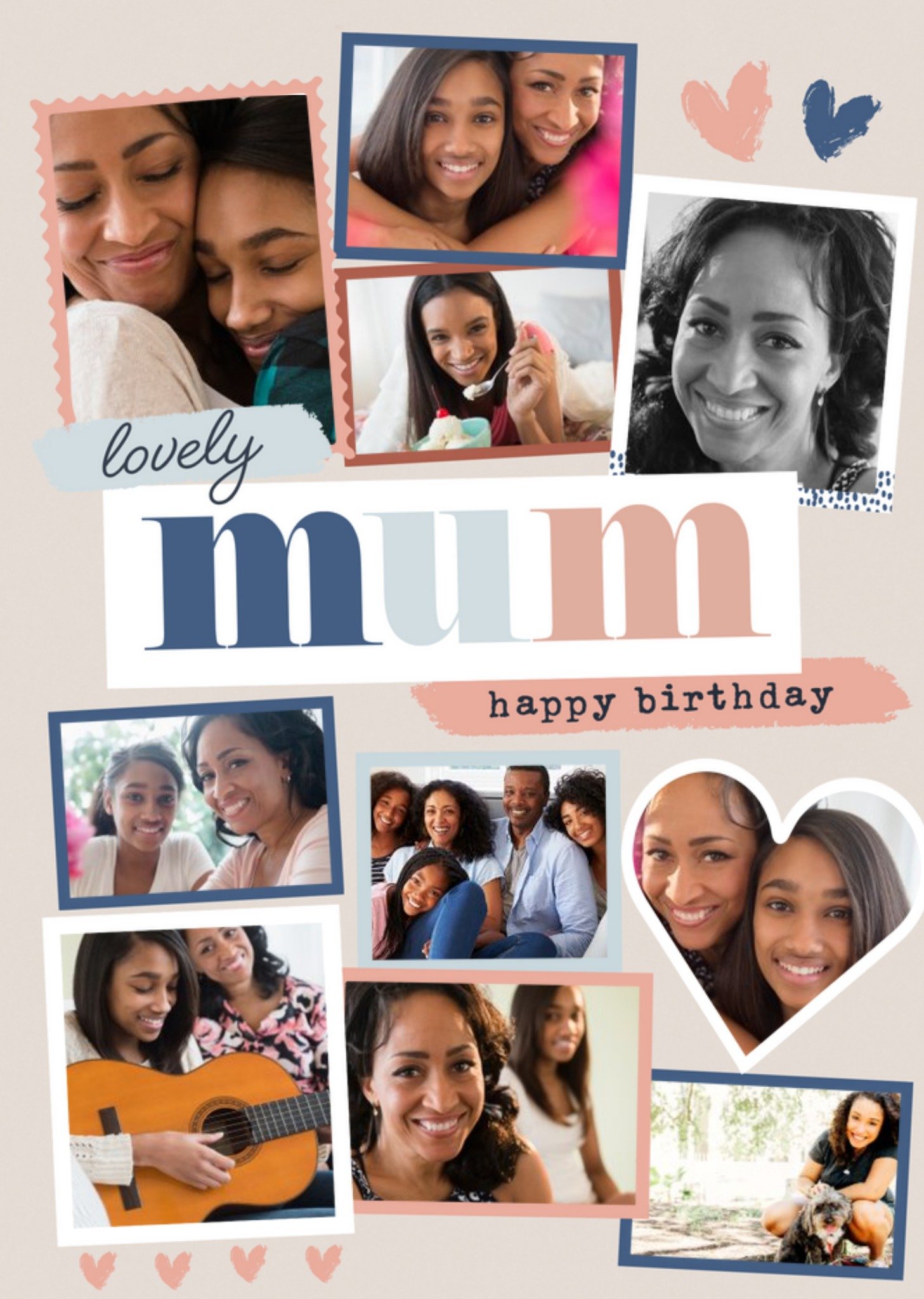 Moonpig Modern Photo Upload Collage Lovely Mum Birthday Card, Large