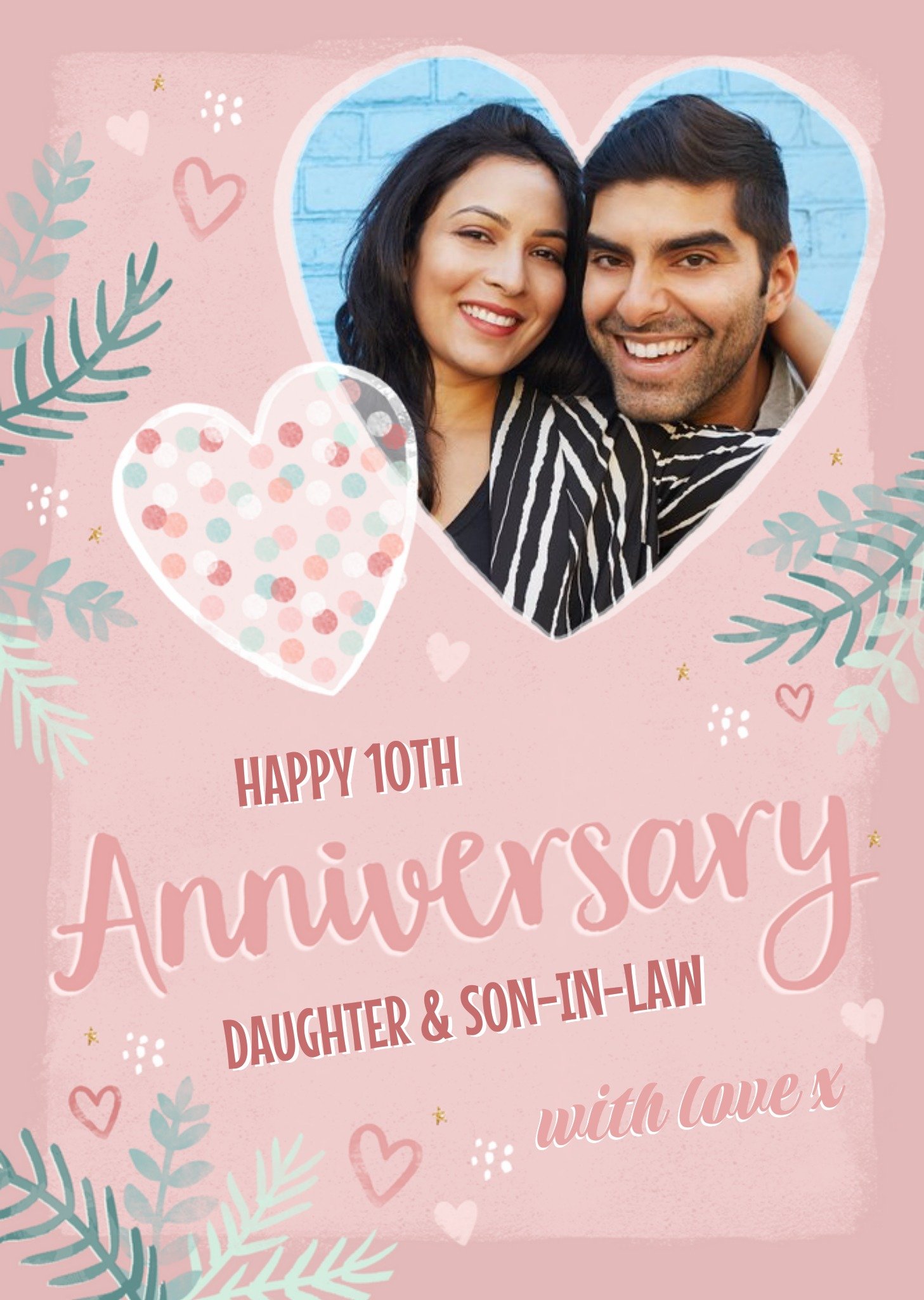 Moonpig Studio Sundae Happy 10th Anniversary Daughter And Son In Law Photo Upload Card, Large