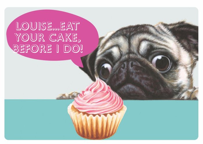 Pug & Cupcake Birthday Card