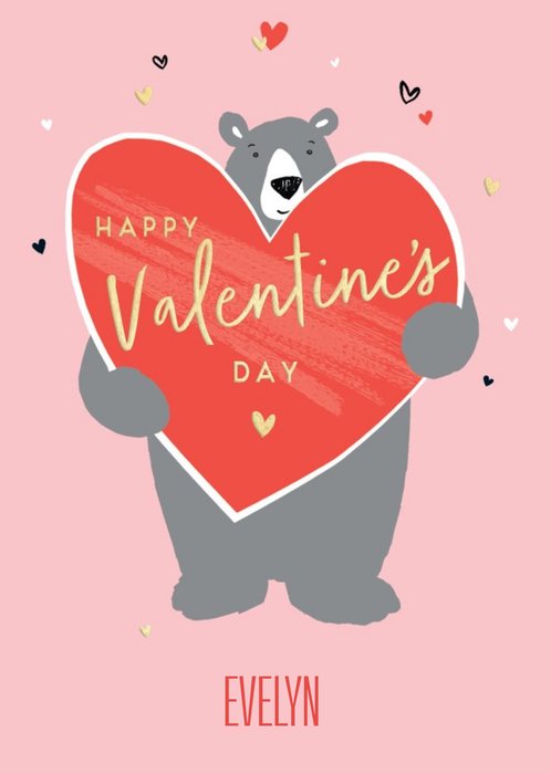 Personalised Cartoon Bear Happy Valentines Day Card