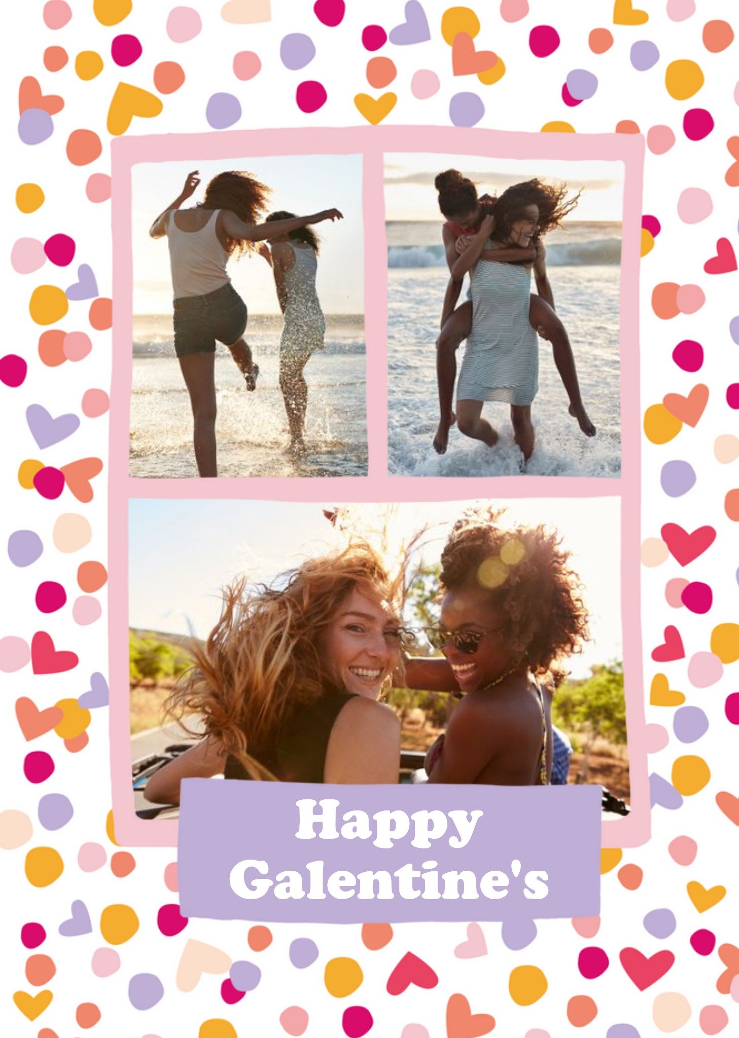 Photo Frames Surrounded By Colourful Confetti Personalised Photo Upload Galentines Card Ecard