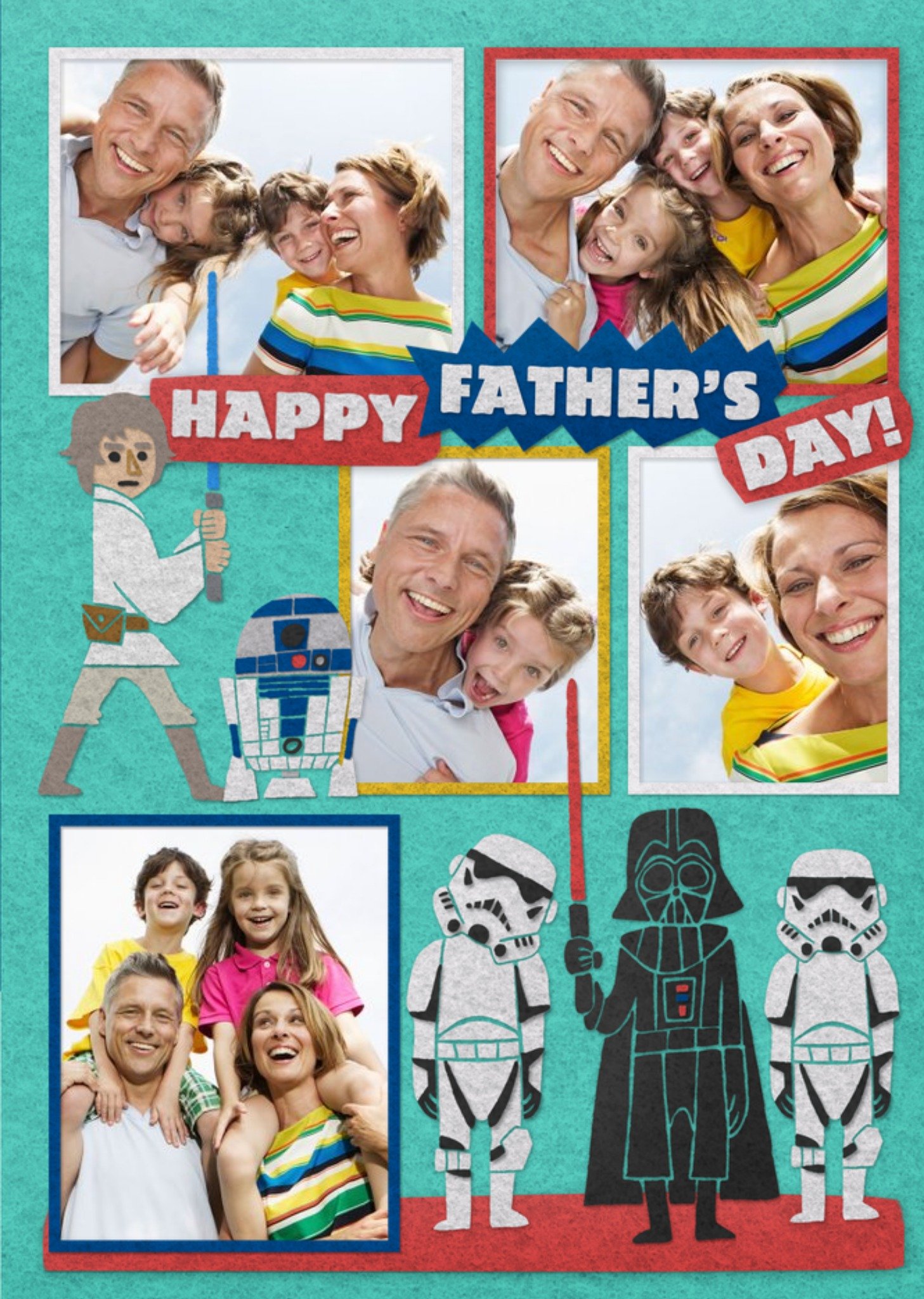 Disney Star Wars Cartoon Characters Happy Father's Day Multi-Photo Card Ecard