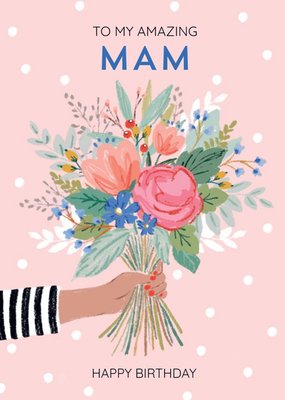 Illustrated Flowers Mam Birthday Card