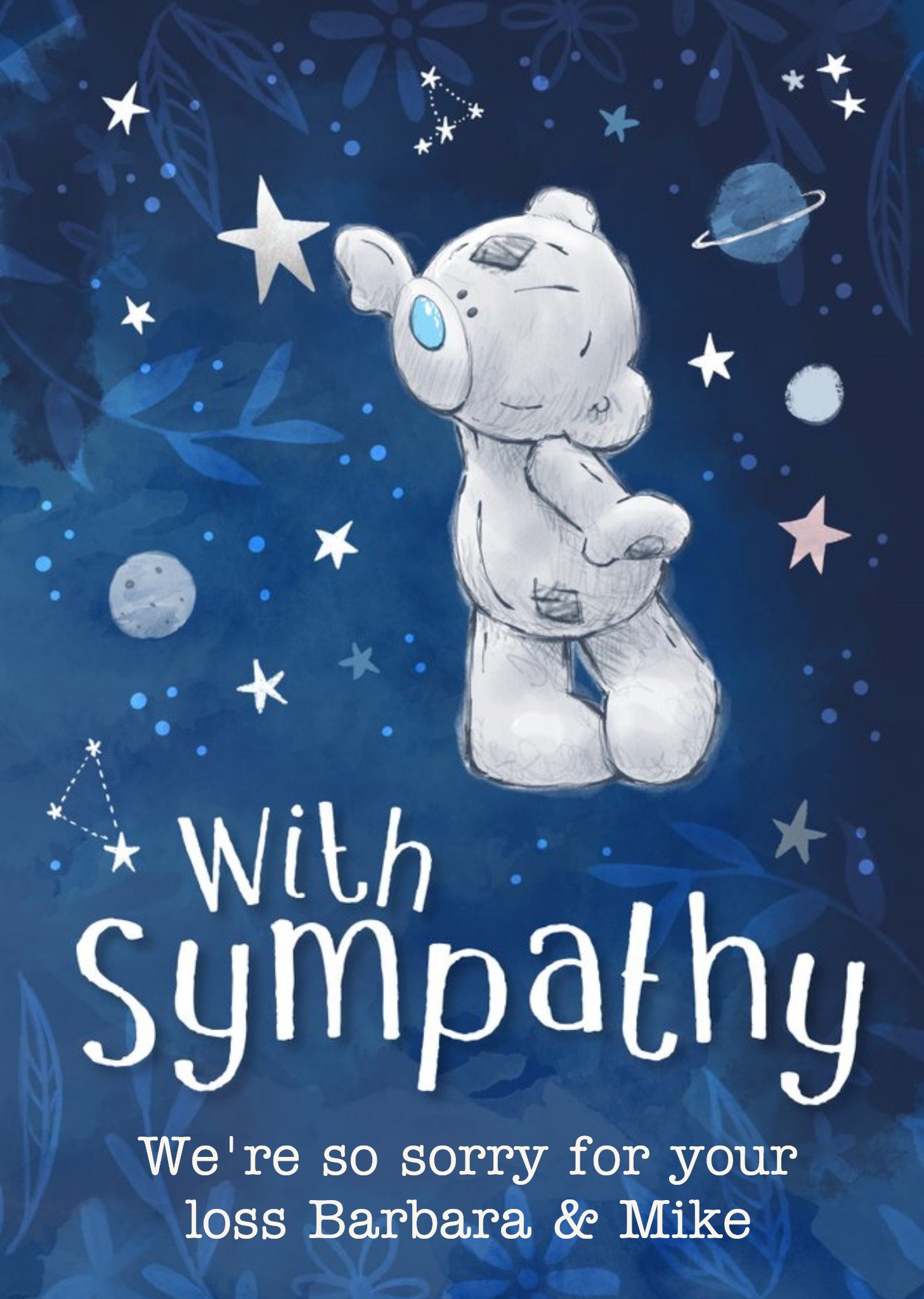 Me To You Tatty Teddy With Sympathy Stars And Planets Card