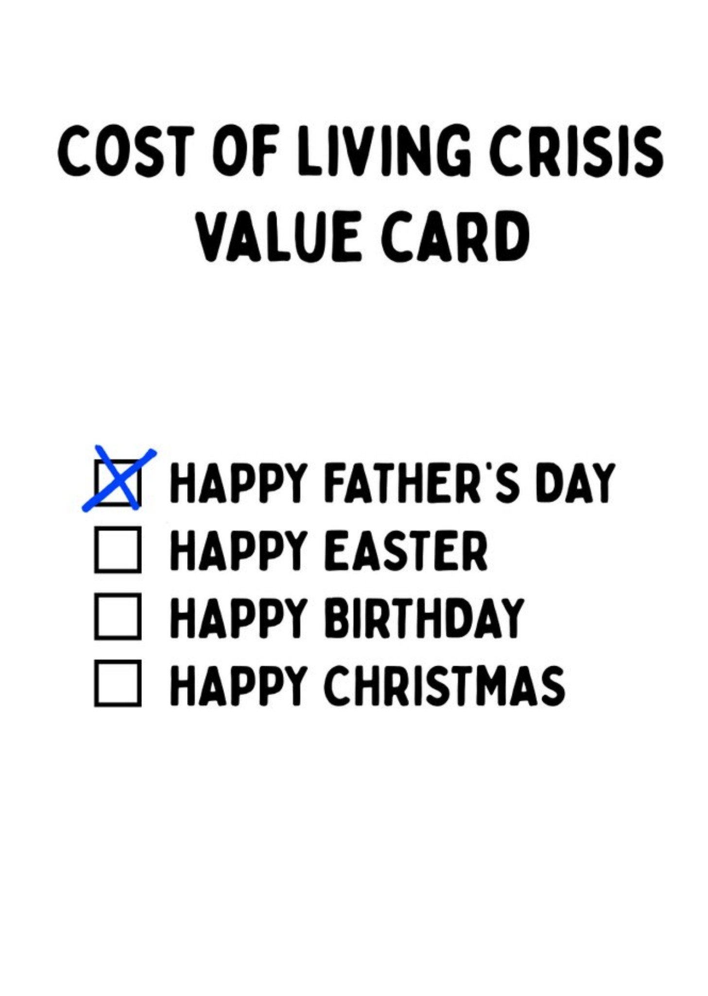 Multiple Choice Cost Of Living Value Father's Day Card