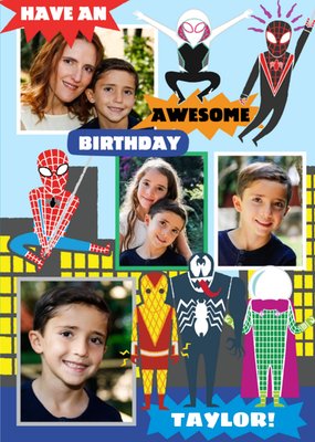 Marvel Spiderman Characters Photo upload Birthday Card