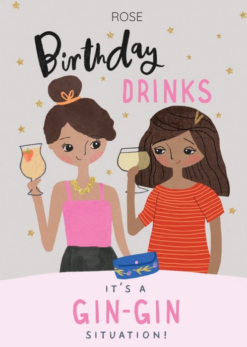 Illustrative Birthday Drinks Birthday Card  