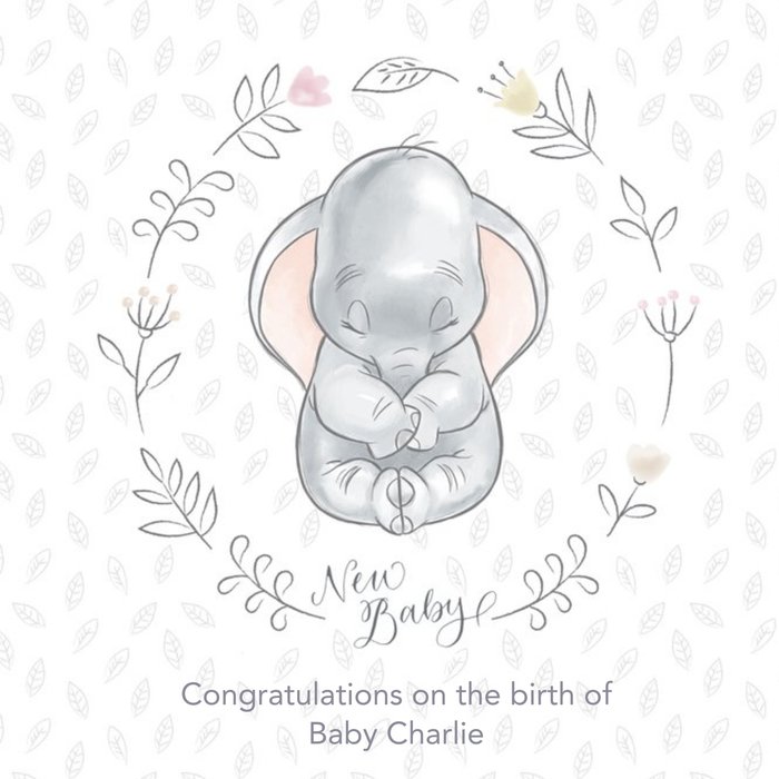 Disney Baby Personalised Dumbo New Baby Card