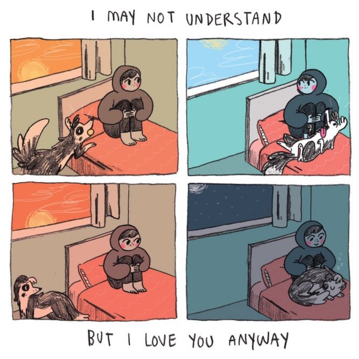 I May Not Understand But I Love You Anyway Cartoon Card