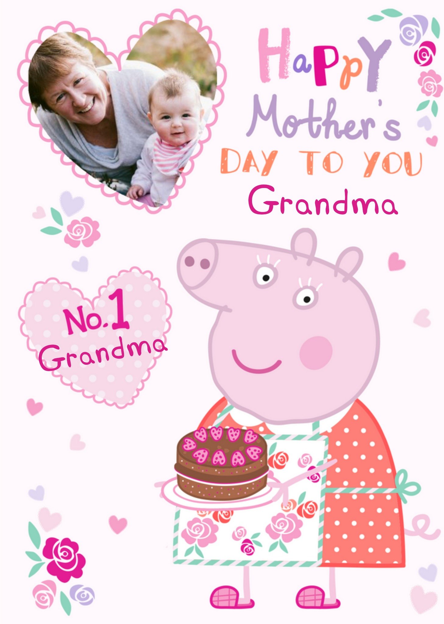 Peppa Pig Number One Grandma Mother's Day Photo Card, Large