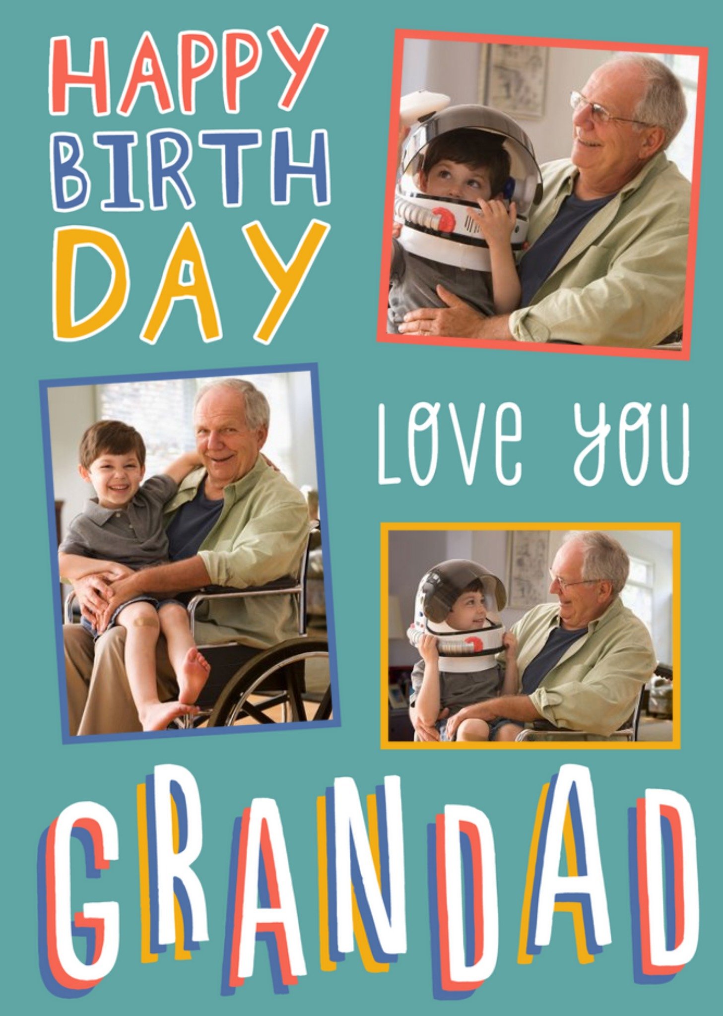 Big Bold Type Typographic Grandad Birthday Photo Upload Card Ecard