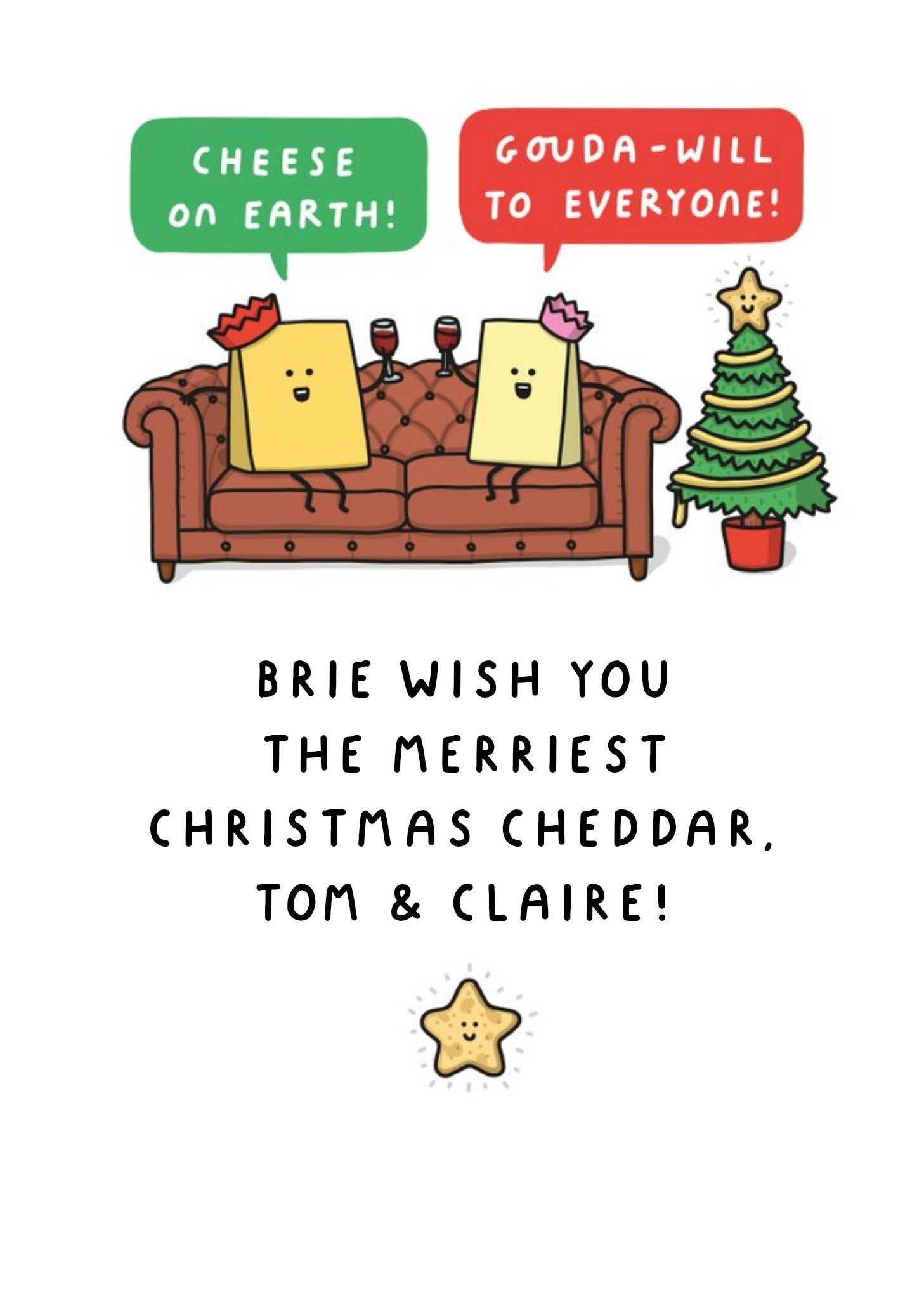 Moonpig Illustrated Toasting Cheese Slice Pun Christmas Card Ecard