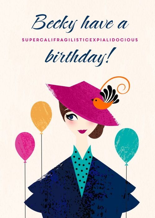 Mary Poppins supercalifragilisticexpialidocious birthday card