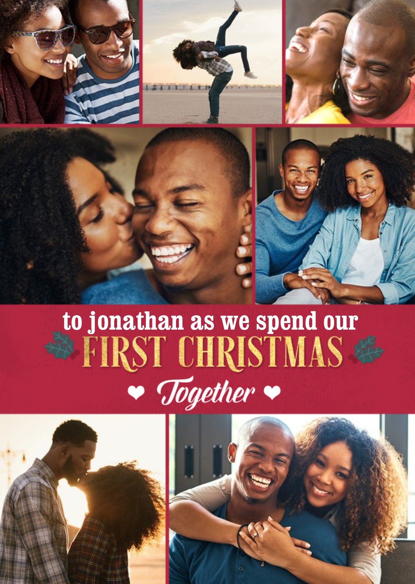 Our First Christmas Together Multiple Photo Upload Christmas Card Ecard