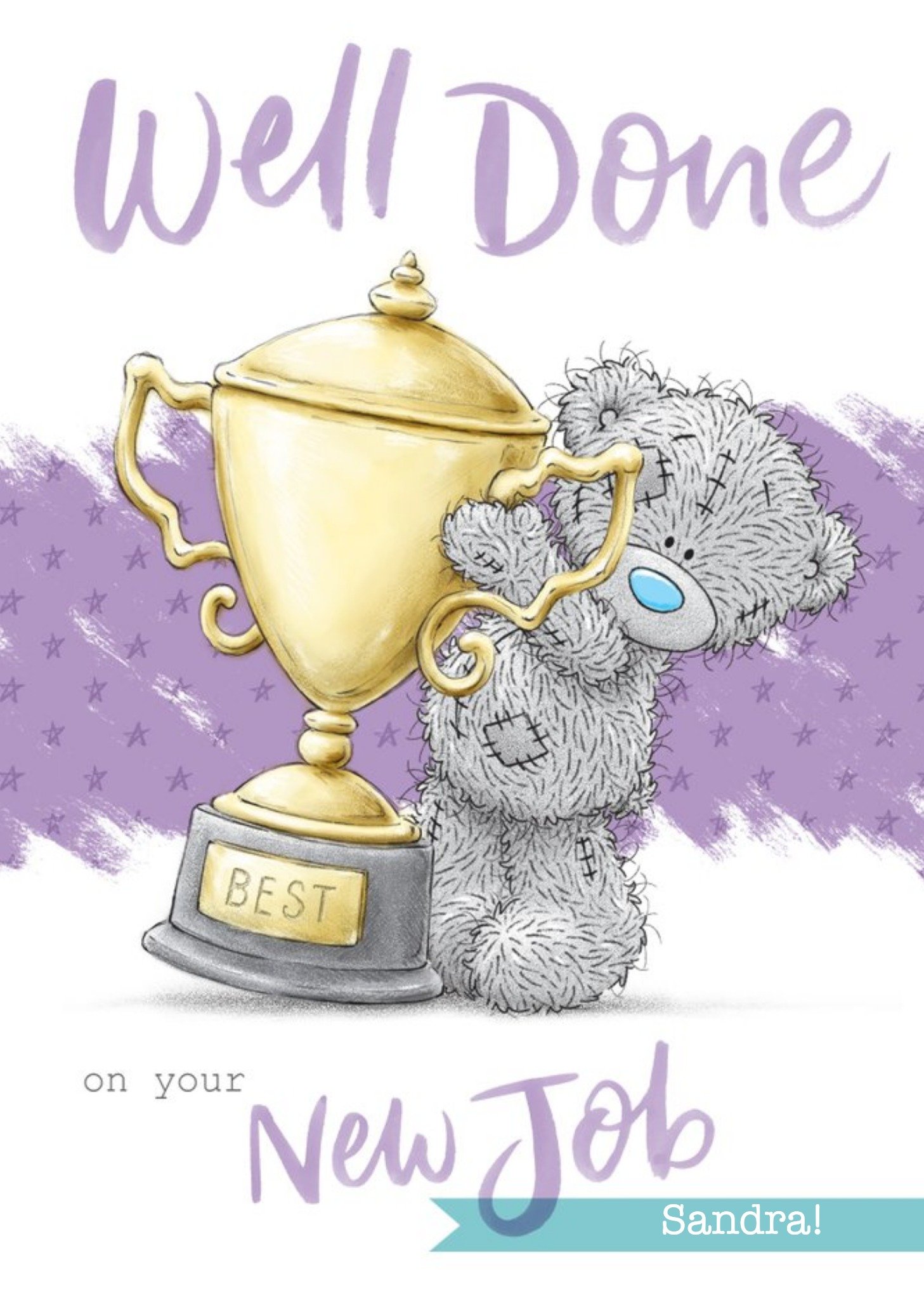 Me To You Tatty Teddy Giant Trophy Well Done Congrats Personalised Card, Large