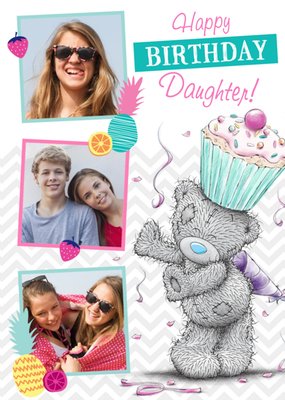 Tatty Teddy Cupcake On Head Personalised Photo Upload Birthday Card For Daughter