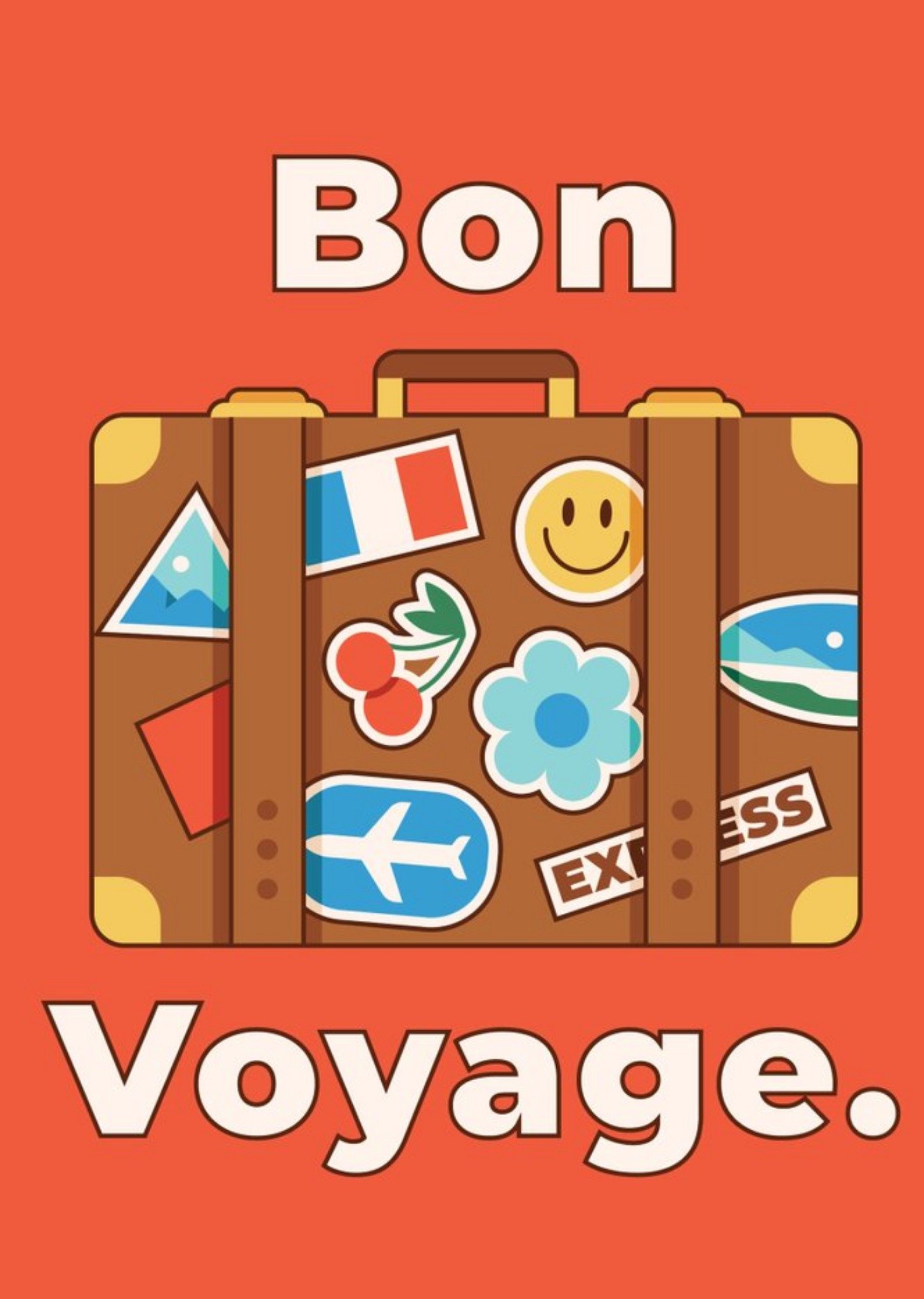 Bon Voyage Stickered Suitcase Leaving Card Ecard