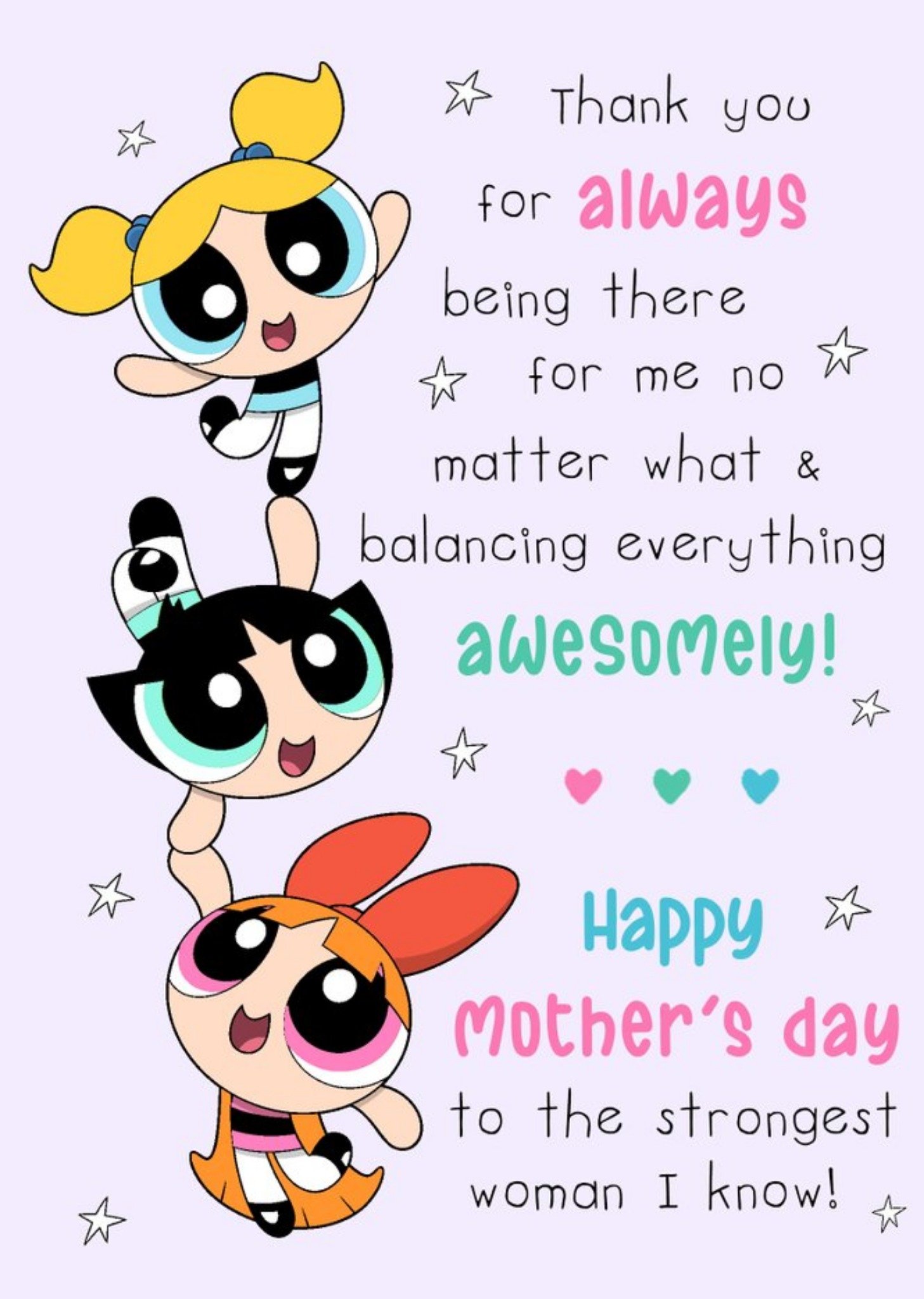 Powerpuff Girls Verse Mother's Day Card