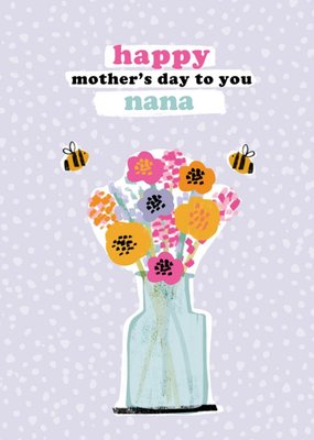 Bright Flowers And Bees Nana Mother's Day Card