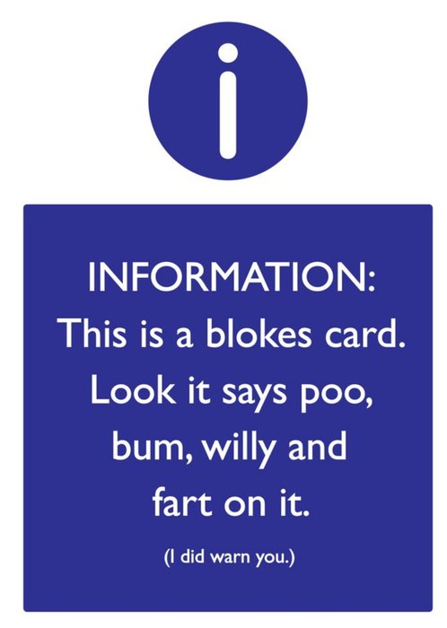 Funny Rude Poo Bum Willy Fart Blokes Card