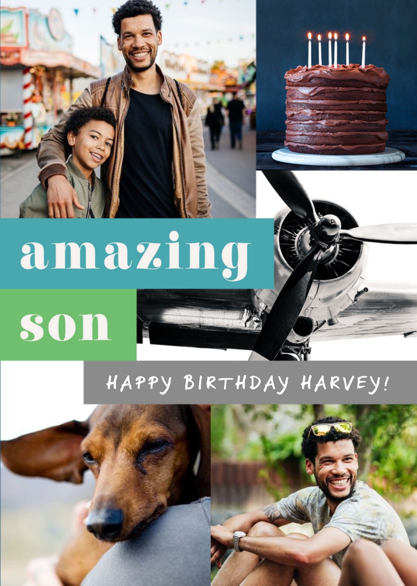 Moonpig Photo Upload Collage Amazing Son Happy Birthday Card, Large